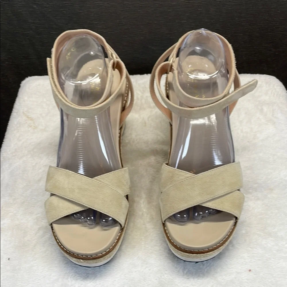 Cole Haan Cream‎ Wedge Sandals with Ankle Strap